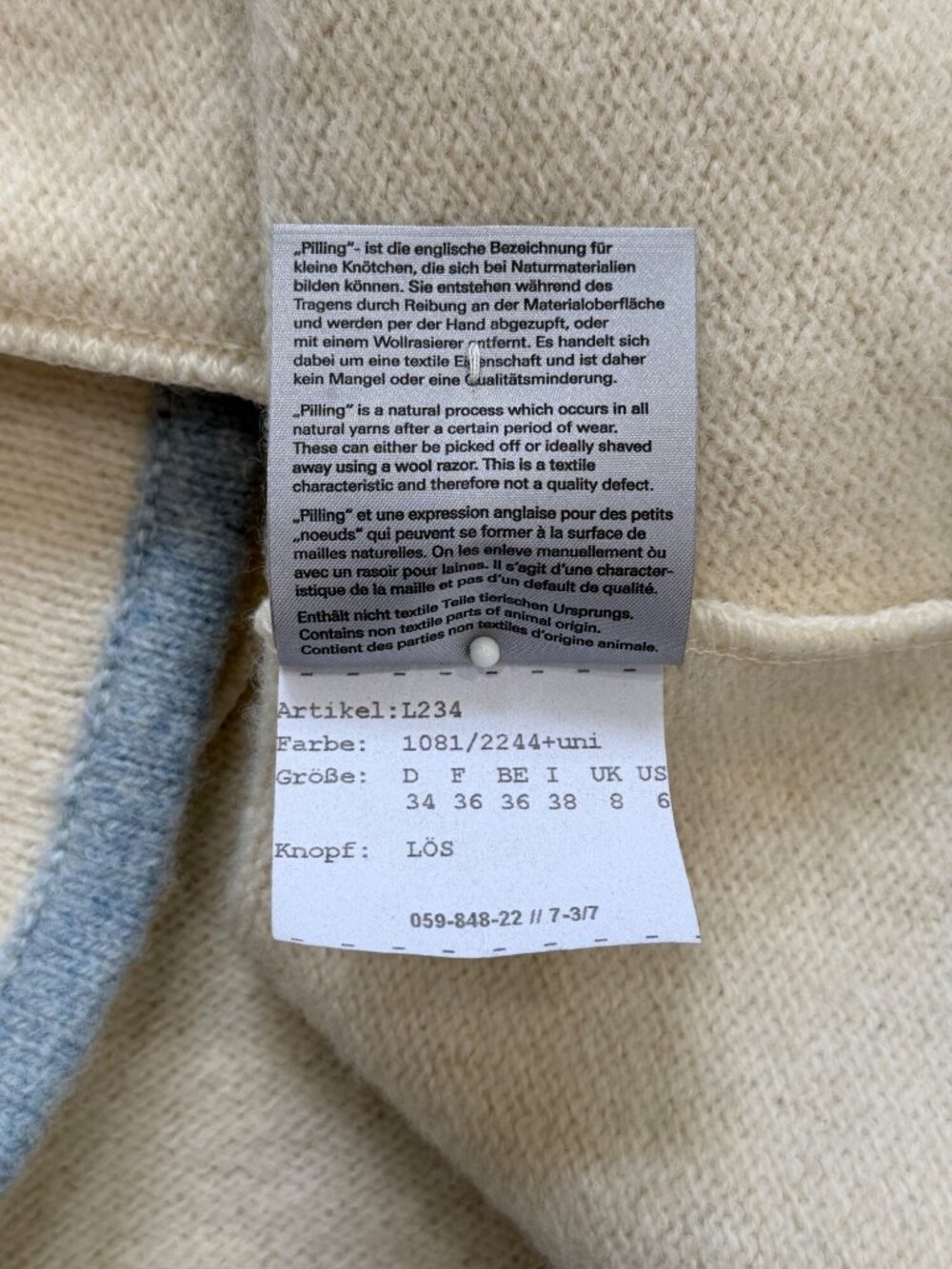 Mirabell Salzburg Womens Size Small 100% New Wool Blazer Cardigan Cream Blue - Picture 10 of 10